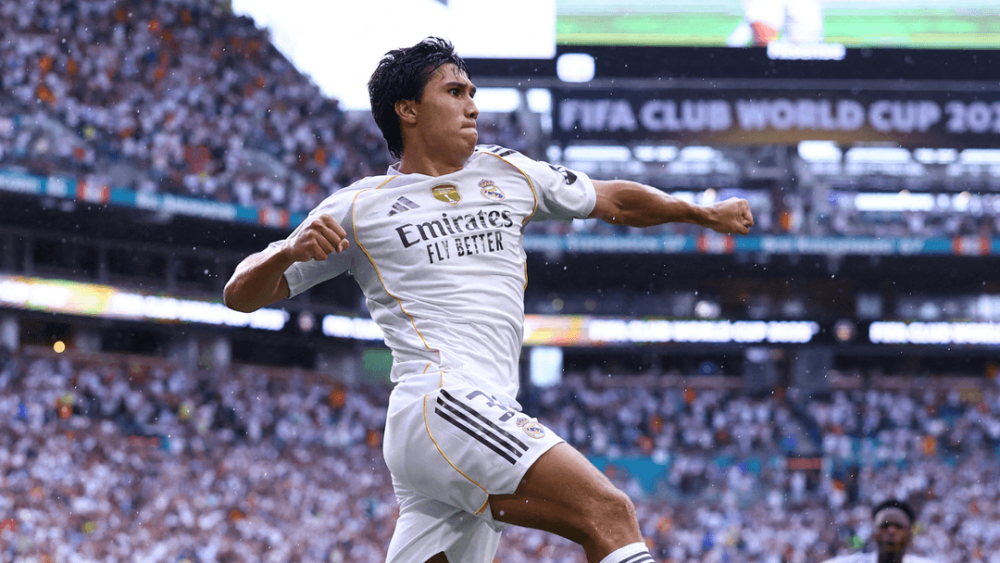 Gonzalo García celebrando un gol con el Real Madrid. Gonzalo García celebrando un gol con el Real Madrid.