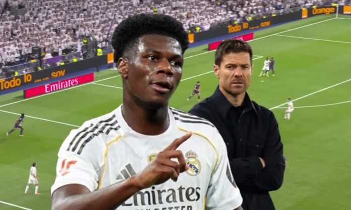 Aurélien Tchouaméni, Xabi Alonso y una captura del Real Madrid - Barcelona.