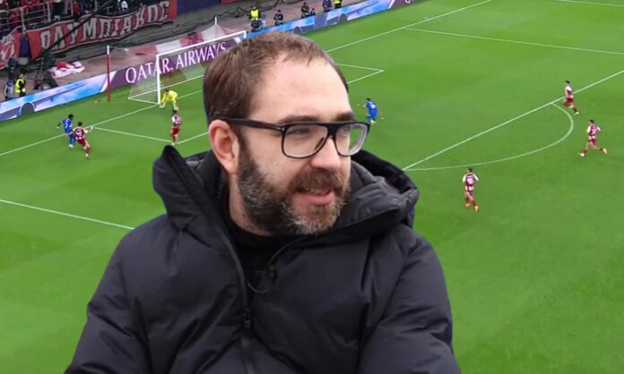 Axel Torres y una captura del Olympiacos - Real Madrid.