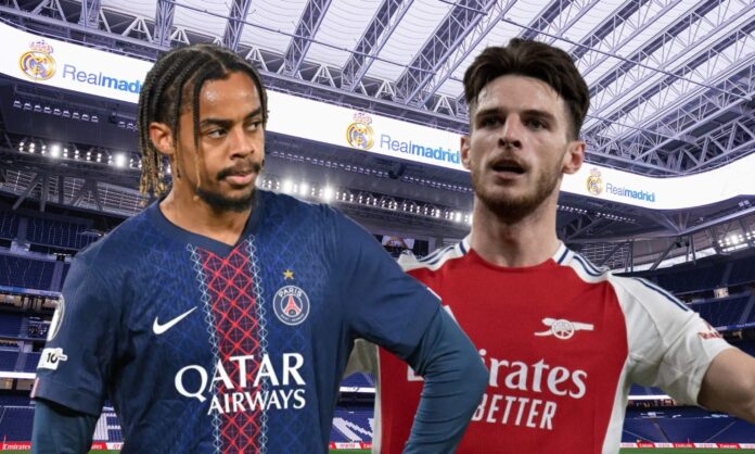 Bradley Barcola y Declan Rice podrían estar en la órbita del Real Madrid de cara al mercado estival de 2026.