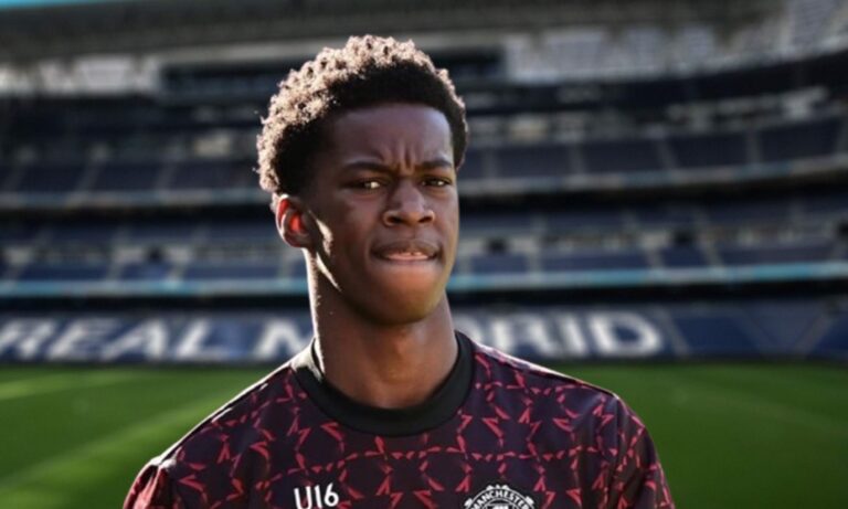 Darlington Osuchukwu, portero del Manchester United y el Santiago Bernabéu.