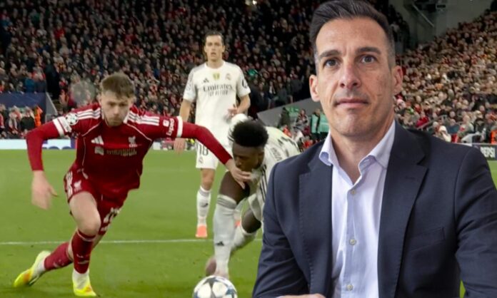 Xavier Estrada Fernández se ha mostrado crítico con el arbitraje que sufrió el Real Madrid en Liverpool.