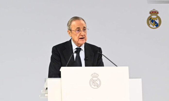 Florentino Pérez en la Asamblea de socios de 2024. 