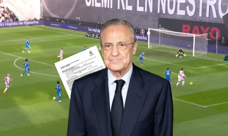 Florentino Pérez, un contrato del Real Madrid y una captura del Rayo Vallecano - Real Madrid.