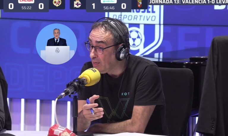Eduardo Iturralde en Carrusel Deportivo y una foto de Florentino Pérez. 