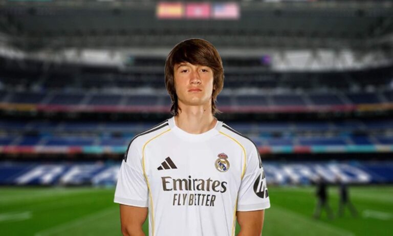 Joan Martínez jugando con el Real Madrid y el Santiago Bernabéu.