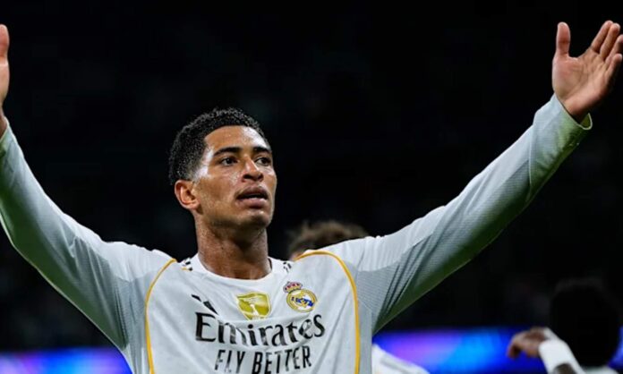 Jude Bellingham celebrando un gol con el Real Madrid.