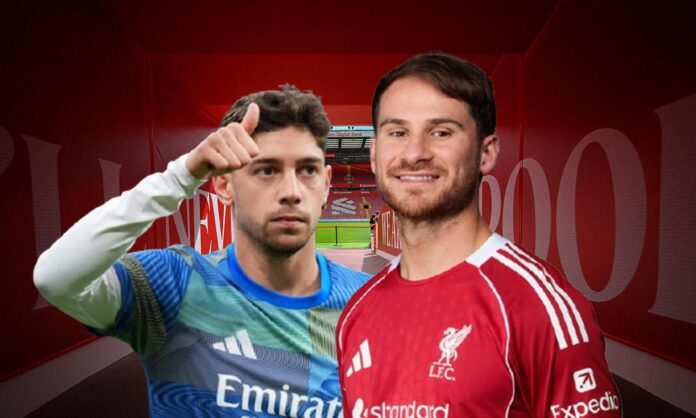 Mac Allister, Fede Valverde y el túnel de vestuario de Anfield.