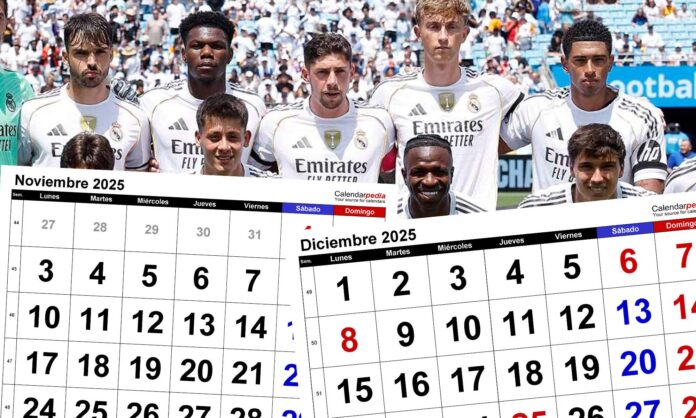Real Madrid con calendarios Noviembre y Diciembre