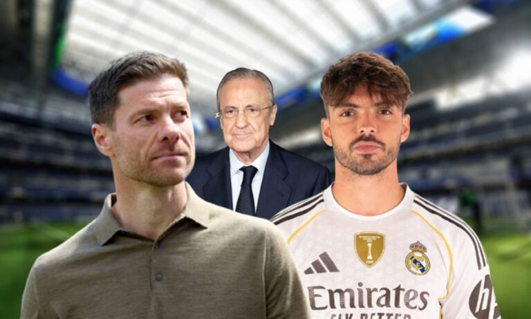Xabi Alonso, Raúl Asencio, Florentino Pérez y el Santiago Bernabéu.
