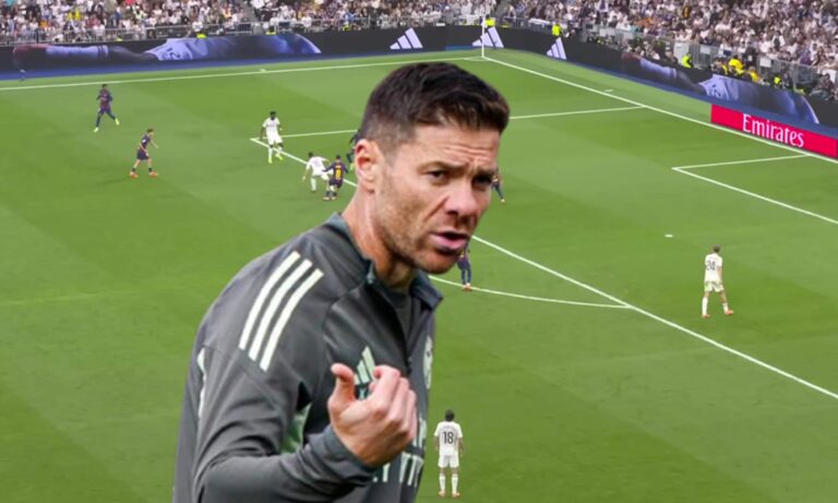 Xabi Alonso y una captura del Real Madrid - Barcelona de esta temporada. 