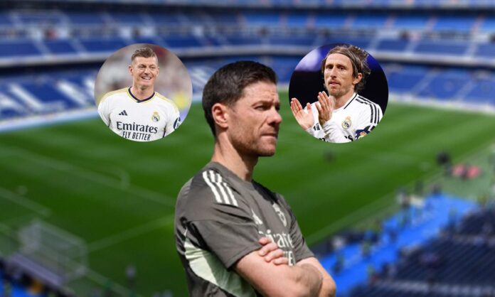 Xabi Alonso, Toni Kroos, Luka Modric y el Santiago Bernabéu.