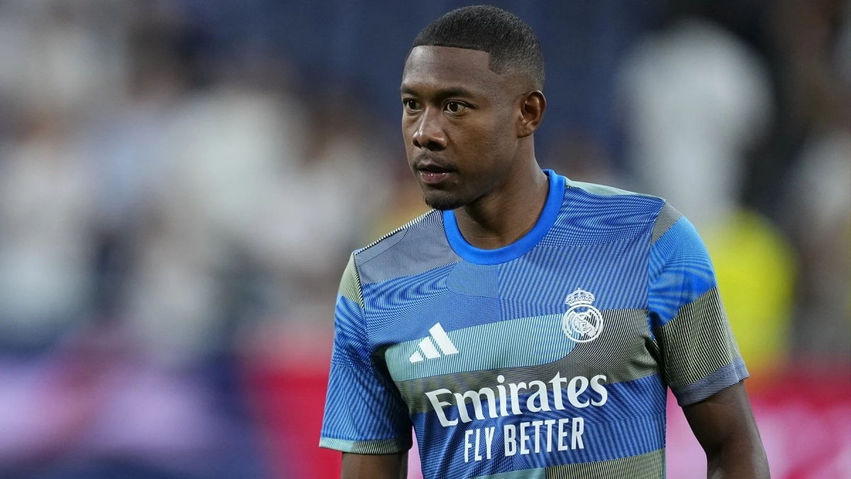 David Alaba durante un calentamiento del Real Madrid. David Alaba durante un calentamiento del Real Madrid.