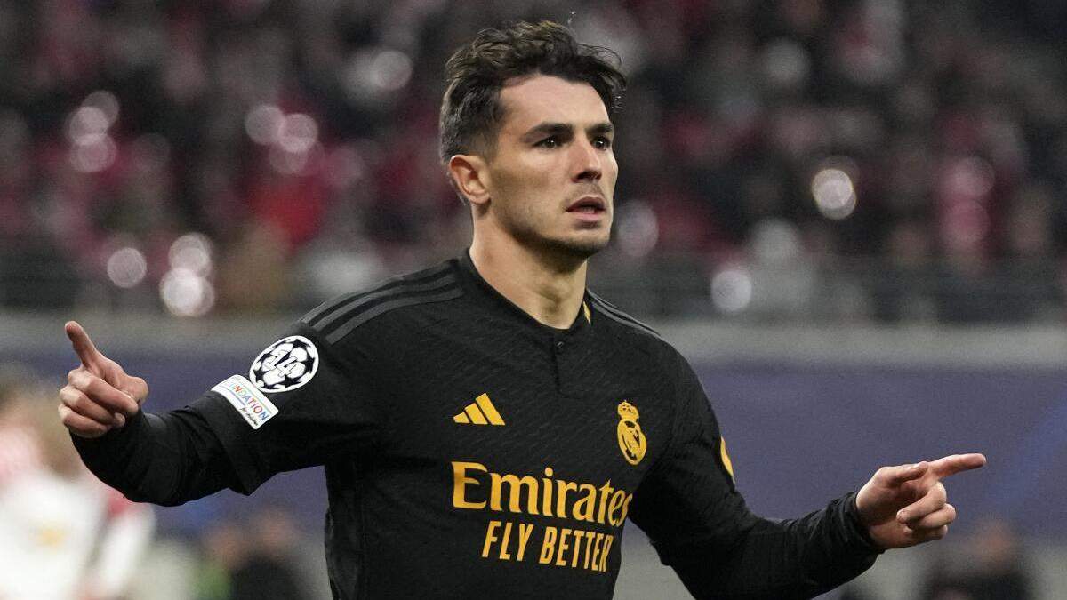 Brahim Díaz celebrando su gol contra el Leipzig en 2024