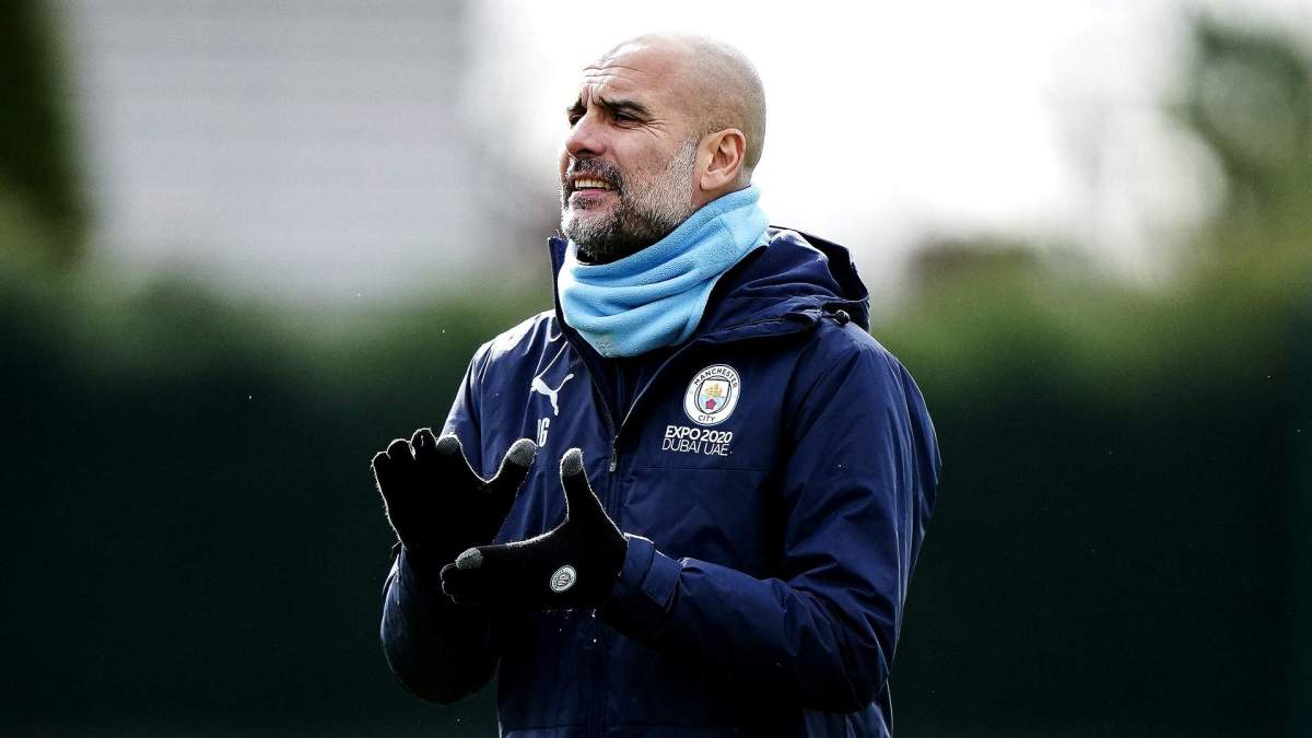 Pep Guardiola en un entrenamiento del Manchester City. Pep Guardiola en un entrenamiento del Manchester City.