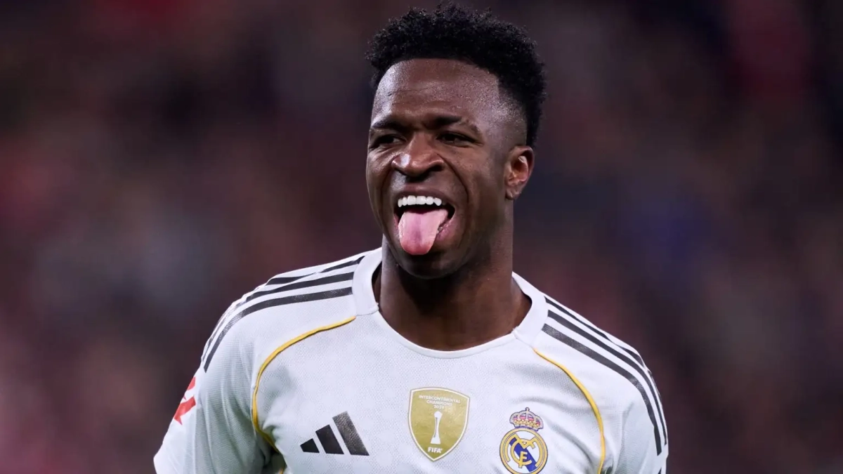 Vinícius Júnior celebrando un gol con el Real Madrid.