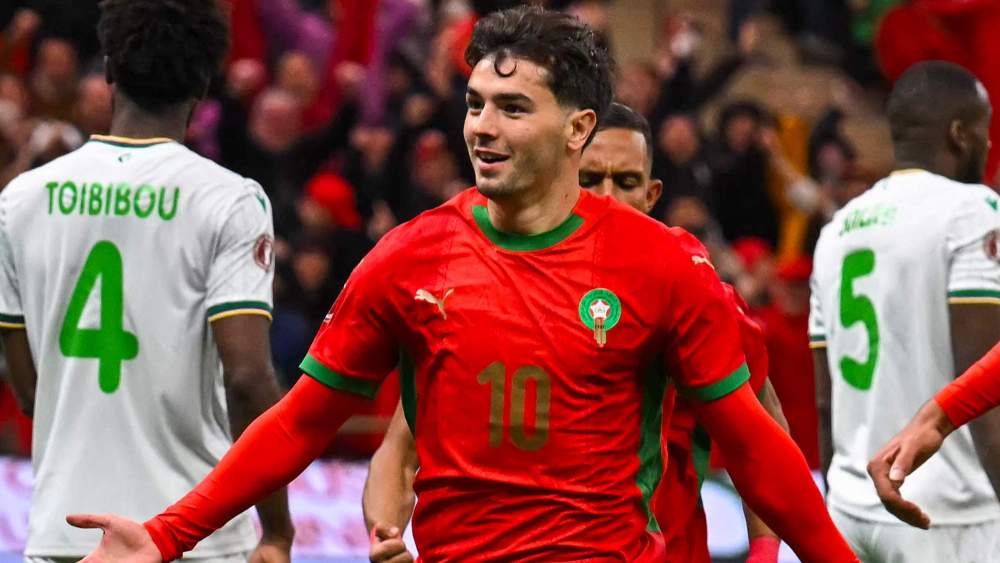 Brahim Díaz celebrando un gol con Marruecos en la Copa África.