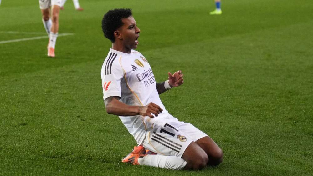 Rodrygo Goes, celebrando su gol ante el Alavés en Liga.