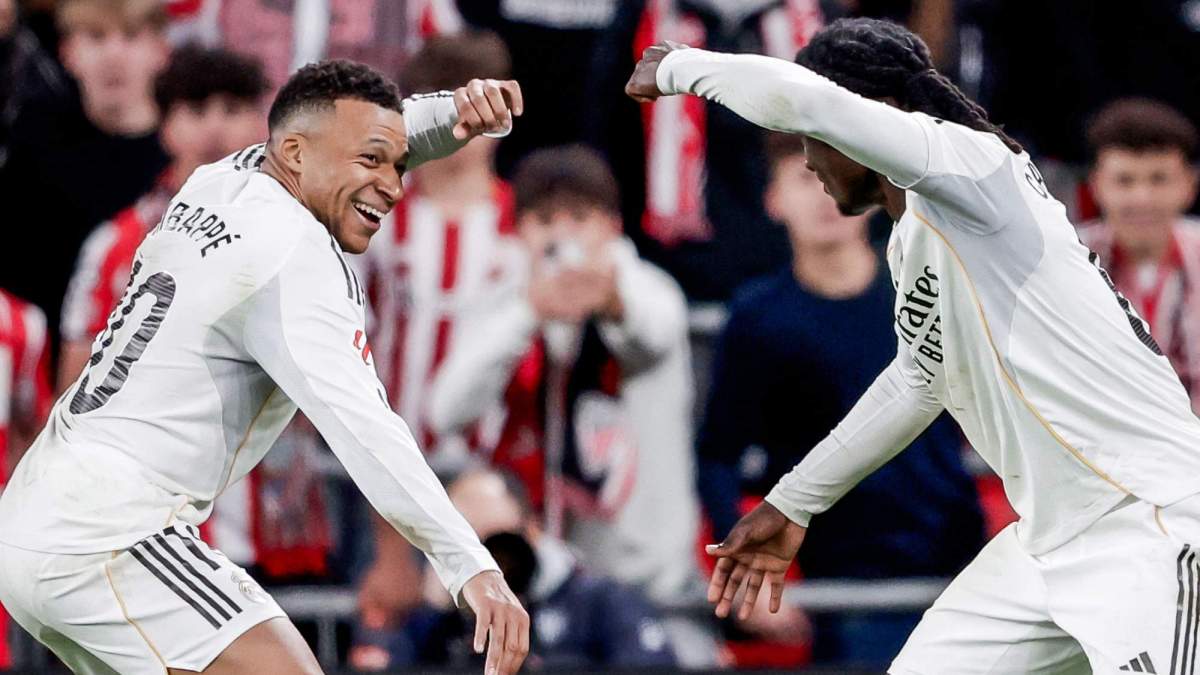 Camavinga celebrando su gol junto a Mbappé Camavinga celebrando su gol junto a Mbappé