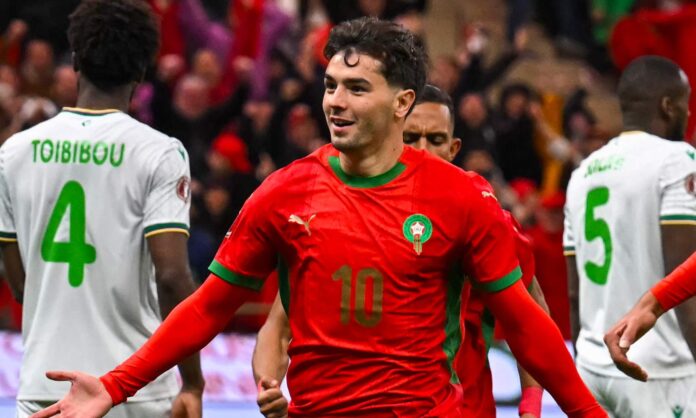 Brahim Díaz celebrando un gol con Marruecos en la Copa África.