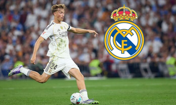 Dean Huijsen y escudo Real Madrid