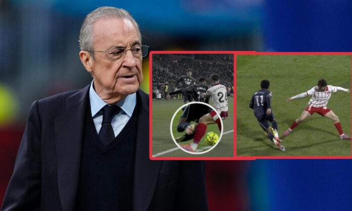 Florentino Pérez ha acabado el partido contra el Girona muy enfadado, en línea con el vestuario.