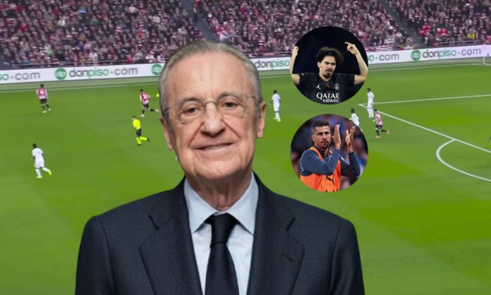 Florentino Pérez, Vitinha, Rodri Hernández y una captura del Athletic Club - Real Madrid.