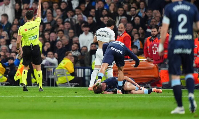 Fran García fue expulsado en la segunda parte contra el Celta.