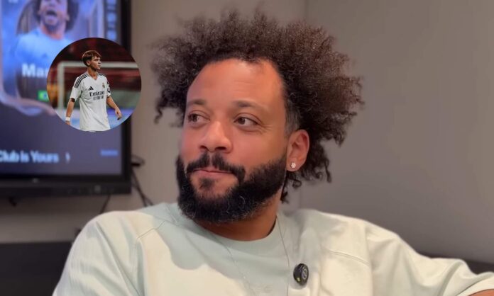 Marcelo durante una entrevista el diario AS y Gabri jugando en la cantera del Real Madrid. 