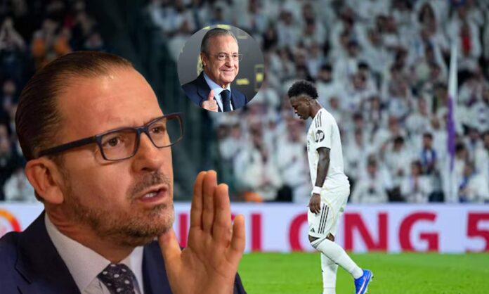 Mijatovic, Florentino Pérez y Vinícius en el último partido. 