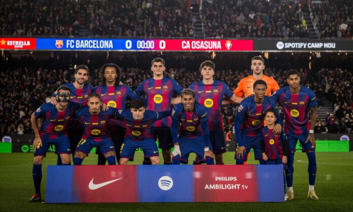 Once del Barcelona contra el Osasuna en el último partido de Liga.