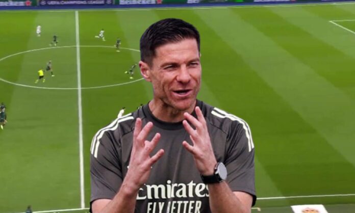 Xabi Alonso contento y una captura del Real Madrid - Manchester City. 