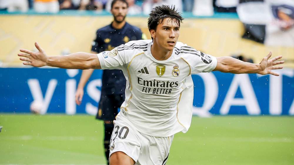 Gonzalo García, celebrando un gol con el Real Madrid en el Mundial de Clubes del pasado verano.