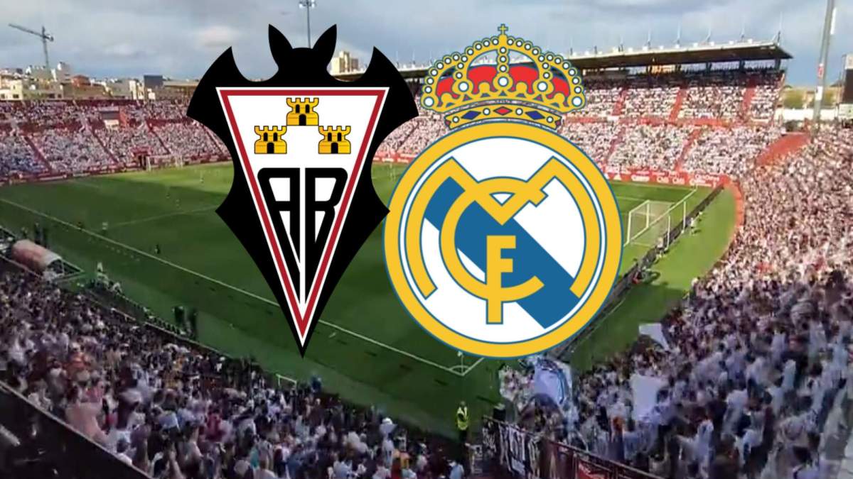 Escudos de Albacete y Real Madrid en el Belmonte