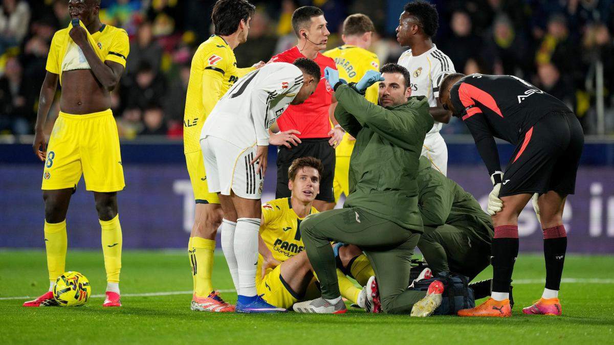 Foyth lesionado durante el Villarreal - Real Madrid. Foyth lesionado durante el Villarreal - Real Madrid.