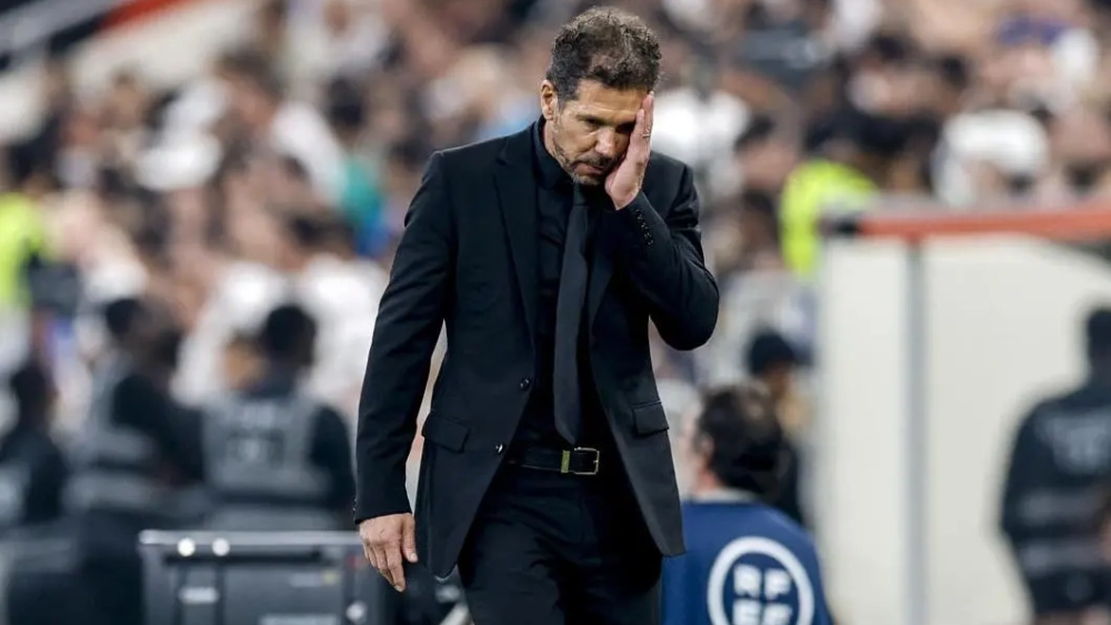 El Cholo Simeone durante el Atlético - Real Madrid.