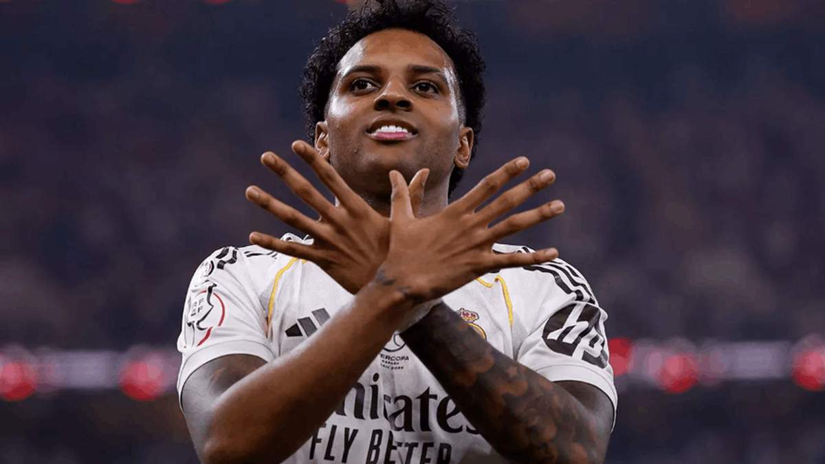 Rodrygo Goes celebrando un gol con el Real Madrid. Rodrygo Goes celebrando un gol con el Real Madrid.