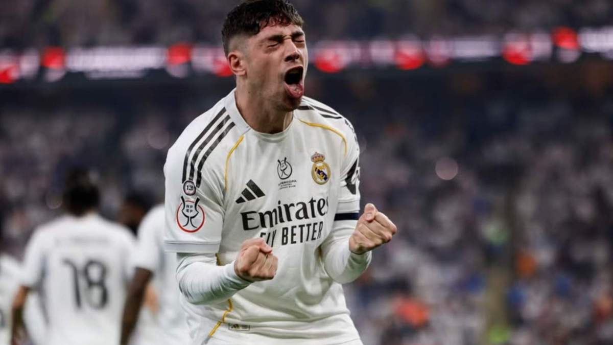 Fede Valverde celebrando su gol contra el Atlético de Madrid