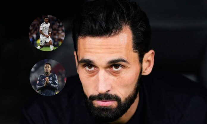 Álvaro Arbeloa, Aurélien Tchouaméni y Eder Militao.