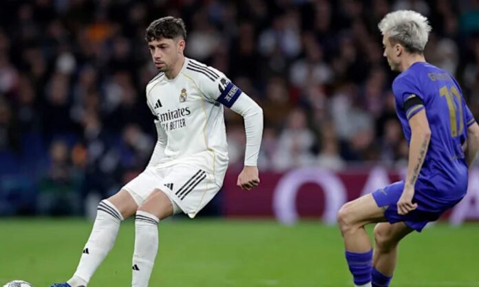 Fede Valverde, en el partido de este martes ante el Mónaco en el Santiago Bernabéu.