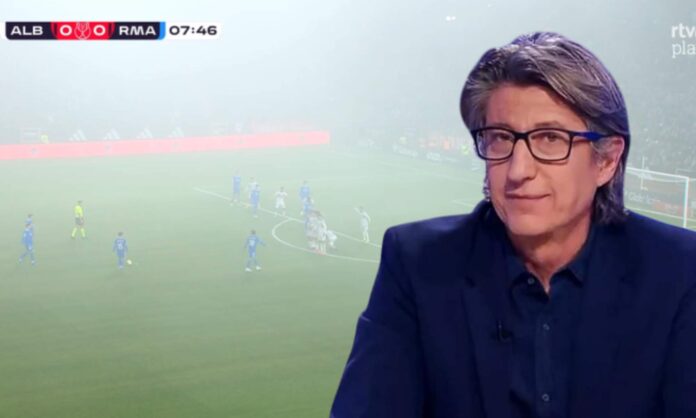 Juan Carlos Rivero se ha quejado de la alta niebla que ha aparecido en Albacete durante los primeros minutos del partido del Real Madrid esta noche.