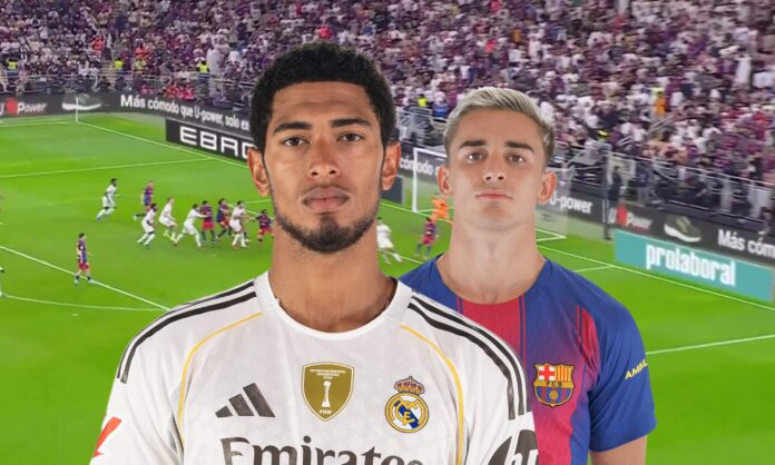 Jude Bellingham, Pablo Gavi y una captura del Clásico de la Supercopa de España.