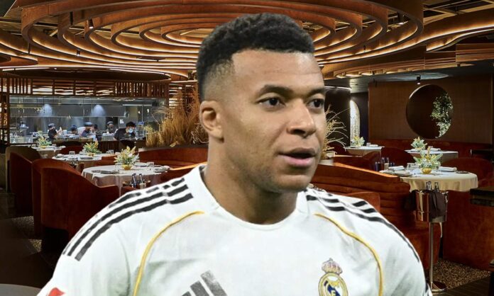 Kylian Mbappé y una foto del restaurante Leña de Dani García.