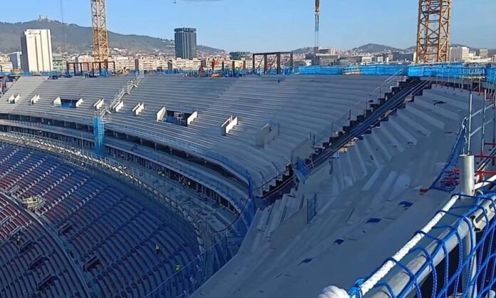 Las obras del Camp Nou en uno de los últimos días. 