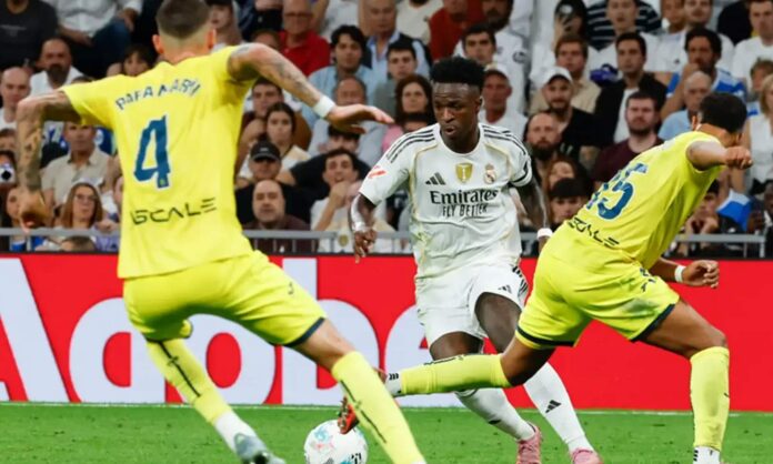 Vinicius Junior, durante el partido ante el Villarreal de esta temporada en el Santiago Bernabéu.