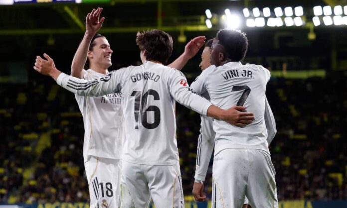 Los futbolistas del Real Madrid, celebrando un gol en un partido reciente de Liga.