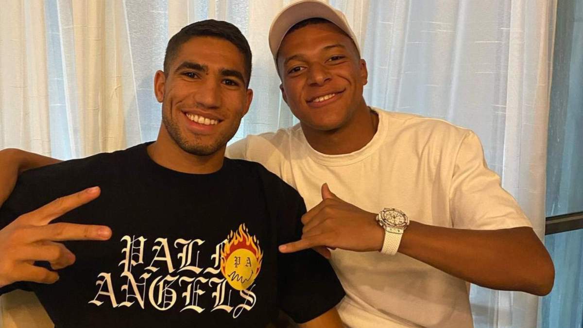 Achraf y Mbappé disfrutando de su tiempo libre