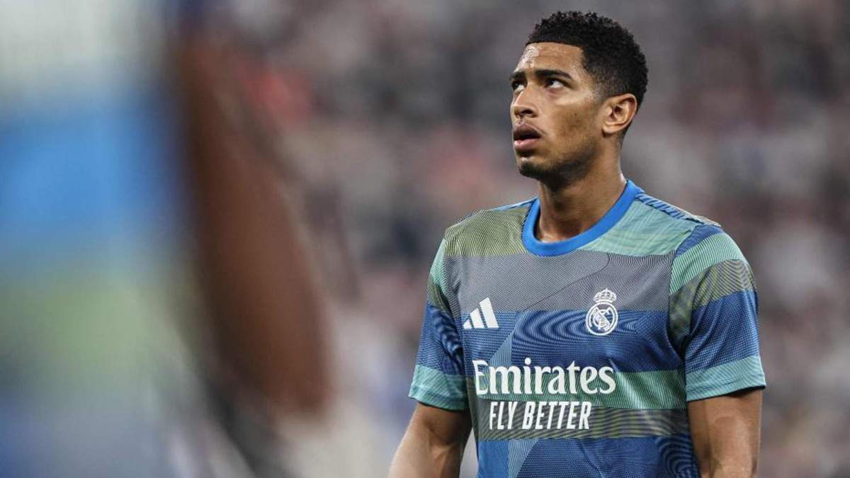 Jude Bellingham en un calentamiento del Real Madrid.