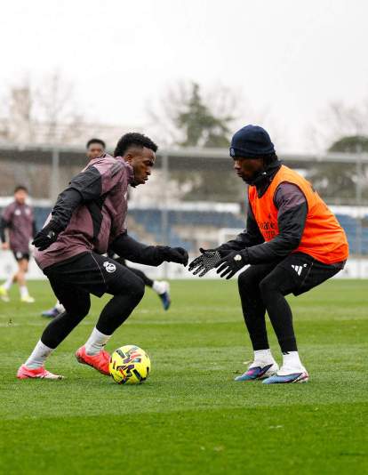 Vinícius Júnior y Eduardo Camavinga en un entrenamiento del Real Madrid.