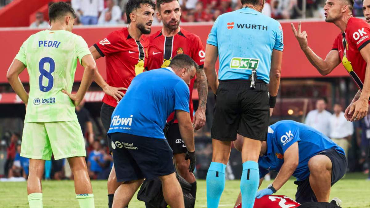 El segundo gol del Barça ante el Mallorca llegó cuando Antonio Raíllo estaba en el suelo.